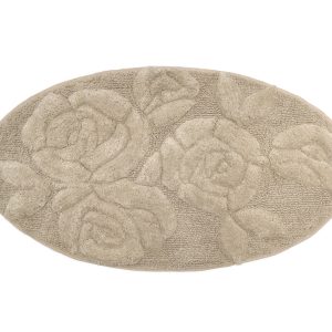 tappeto bagno ovale rose beige