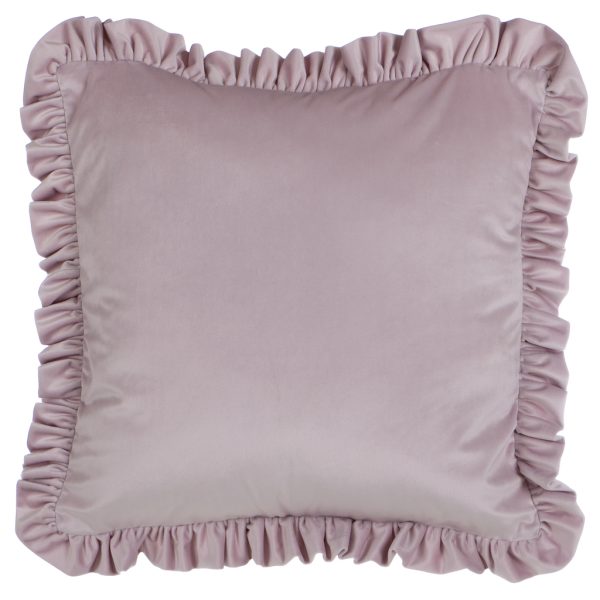 Cuscino rosa con gale 5 cm in velluto "Morbido Sonno"
