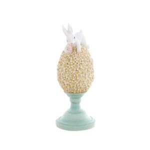 Decoro coniglietto pasquale poggiato su uovo "Corelli Collection"