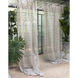 Tenda in lino con fiorellini ricamati "Natural View"