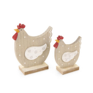 coppia di galline in legno