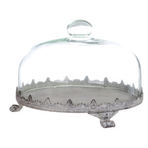vassoio in metallo con campana in vetro eleusi collection blanc mariclò
